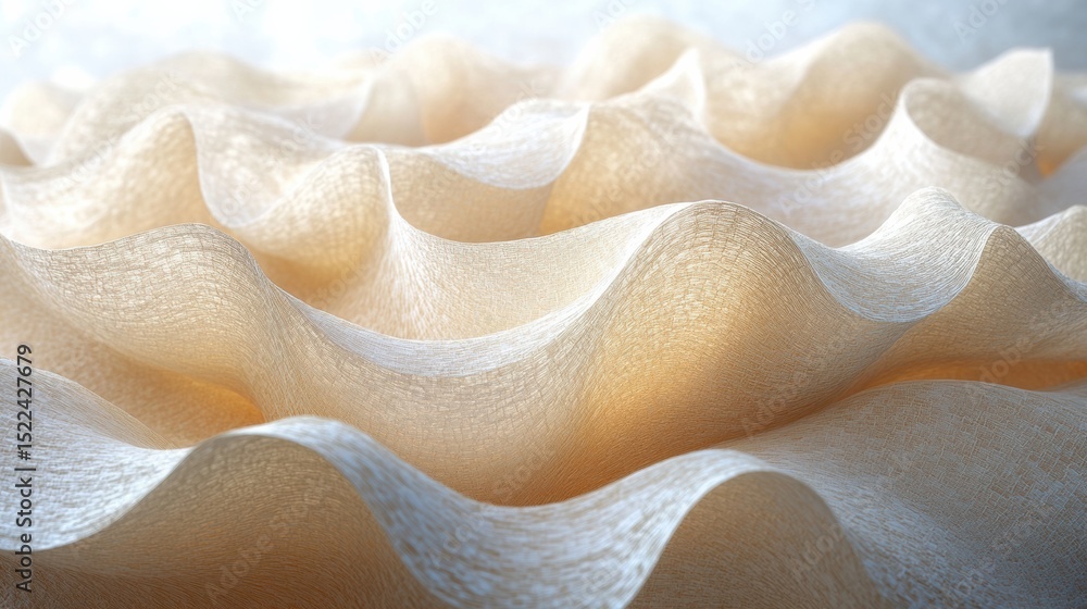 Poster delicate beige fabric waves with ethereal light and shadow creating a graceful artistic textile patt