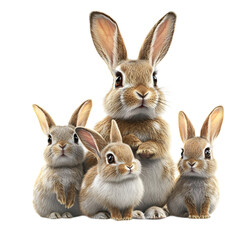 Obraz premium PNG Charming Family of Rabbits A CloseUp View of Four Bunnies against transparent Background