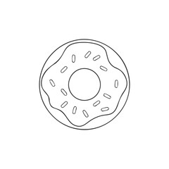 Simple line drawing of a donut with sprinkles
