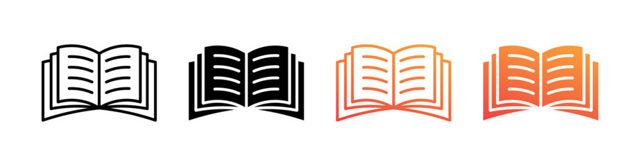 Book Multi Style Icon Set Vector 