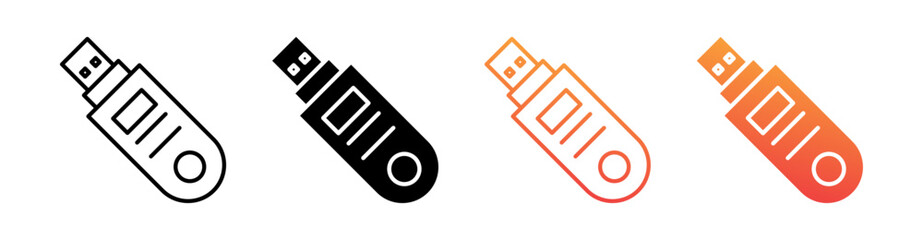 Usb Drive Multi Style Icon Set Vector 