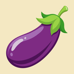 Purple Eggplant Vector Illustration on Light Background