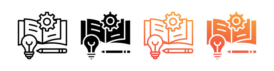 Lesson Multi Style Icon Set Vector 