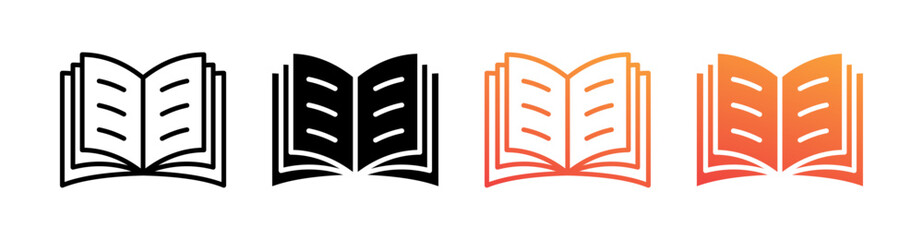 Book Multi Style Icon Set Vector 