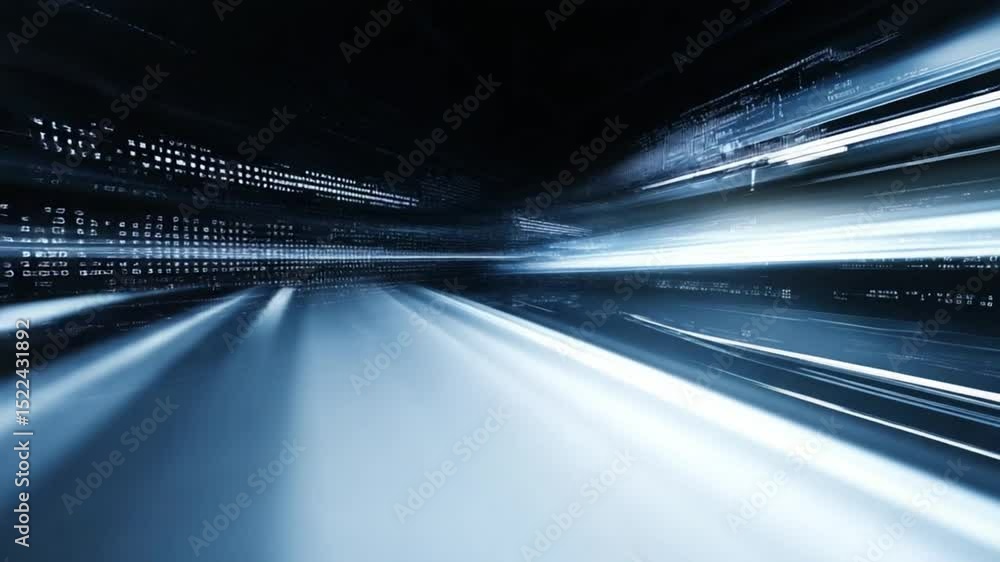 Poster abstract data stream visualization with futuristic speed lines and dark atmosphere
