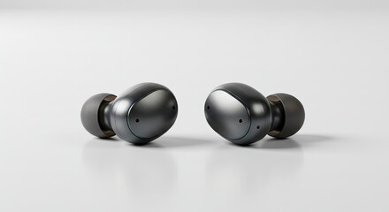 Sleek Black Wireless Earbuds on White Background