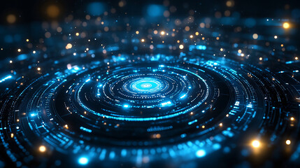 Abstract futuristic technology background with glowing circles and light effects design concept