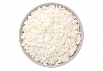 Cottage cheese in a cup isolated on white background.