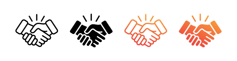 Handshake Multi Style Icon Set Vector 