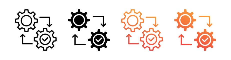Process Multi Style Icon Set Vector 