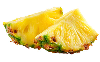 Isolated Pineapple Slices Food Photography Tropical Fruit Cut Piece Transparent Background