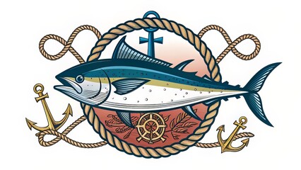 Leaping Monochrome Tuna Sketch with Expressive Head and Flowing Fins