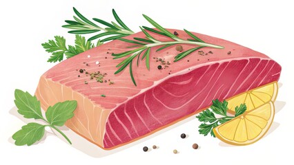 Flat Outline Tuna with Anatomical Details for Educational Design