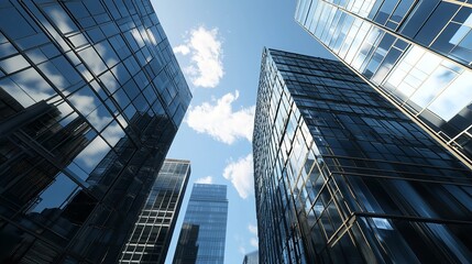 Modern Office Building with Glass Facade and Blue Accents