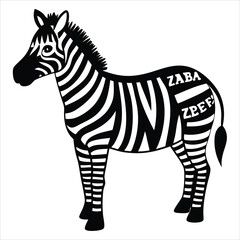 zebra animal silhouette vector isolated on a white background 