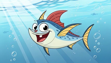Rustic Hand-Drawn Tuna with Hatching in Traditional Seafood Style