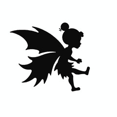 Silhouette of a Fairy Girl with Wings in Flight


