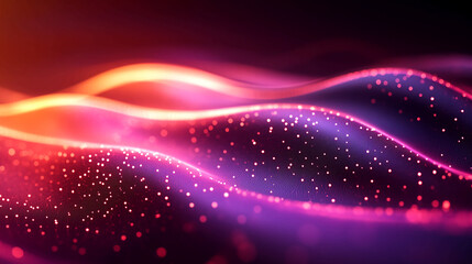 Obraz premium Abstract background with glowing waves and particles for technology and science design concept