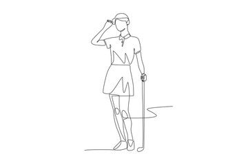 Female golfer concept one-line drawing