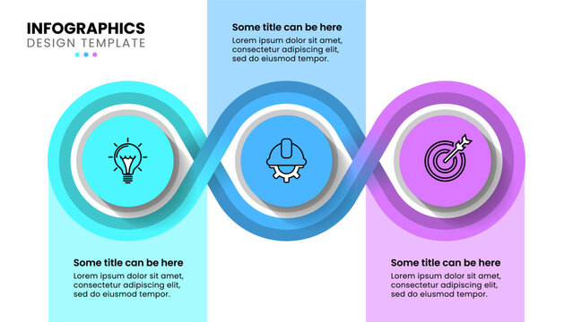 Infographic template. 3 linked circles with icons