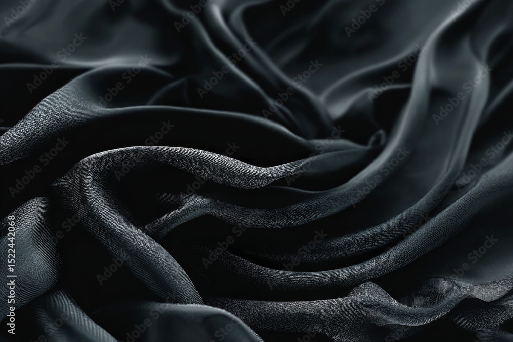 Poster elegant dark satin folds backdrop with rich texture and flowing lines for trendy design elements