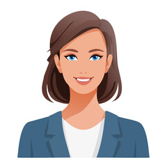 Flat Vector. Portrait of only one Woman. Simple Background.