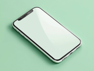A sleek smartphone mockup presented on a minimalist, vibrant backdrop, showcasing its modern design and user interface potential.