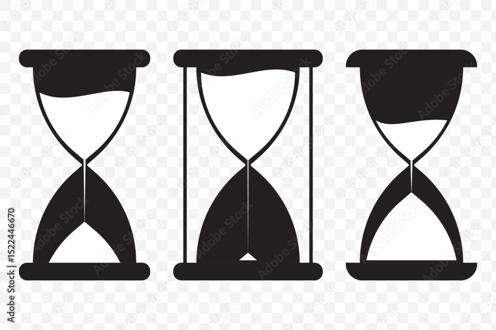 Poster hourglass timer icon on transparent background for web and graphic design set on transparent backgro