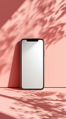 A stylish smartphone elegantly showcases a minimalist design, set against a backdrop of shadows, inviting to envision a world of modern technology.