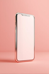 A sleek, modern smartphone rests gracefully against a soft pastel backdrop, showcasing a pristine screen and stylish design.
