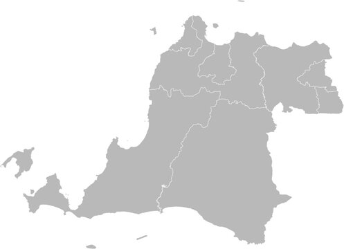 Banten, Indonesia &ndash; administrative vector map with city and regency boundaries (Web Mercator projection, PPT-compatible & fully editable)