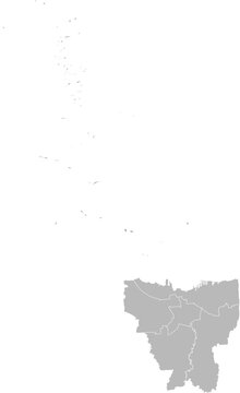 Jakarta Capital Special Region (DKI Jakarta), Indonesia &ndash; administrative vector map with city and regency boundaries (Web Mercator projection, PPT-compatible & fully editable)