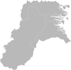 North Kalimantan (Kalimantan Utara), Indonesia – administrative vector map with city and regency boundaries (Web Mercator projection, PPT-compatible & fully editable)