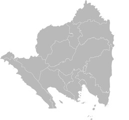 Lampung, Indonesia – administrative vector map with city and regency boundaries (Web Mercator projection, PPT-compatible & fully editable)