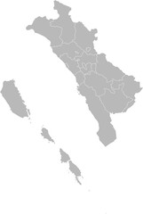 Obraz premium West Sumatra (Sumatera Barat), Indonesia – administrative vector map with city and regency boundaries (Web Mercator projection, PPT-compatible & fully editable)