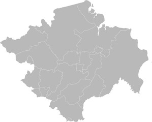 Fototapeta premium South Sumatra (Sumatera Selatan), Indonesia – administrative vector map with city and regency boundaries (Web Mercator projection, PPT-compatible & fully editable)