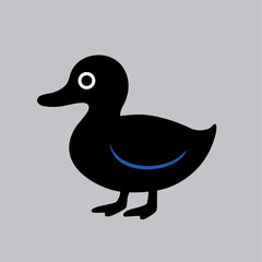 Cute vector duck with big eyes, simple design, great for kids' projects and decor.