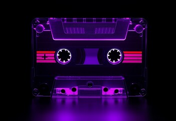 Naklejka premium Neon Purple Cassette Tape Retro Vibes