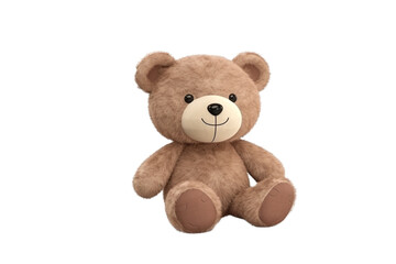 Obraz premium Adorable brown teddy bear sitting, plush toy, 3D rendering. background removed