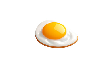 A single fried egg with a bright yellow yolk and a glossy white, isolated on a transparent background. background removed