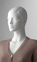 Close up of a white mannequin's face