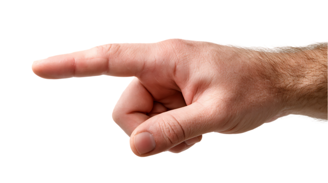 Human Hand Showing Pointer Finger Direction with Transparent Background PNG Isolated