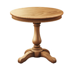 Elegant Wooden Pedestal Table Showcase Crafted Design Round Top Classic on transparent background