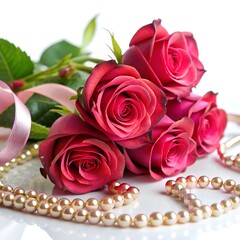 Rose petals on side view with ribbon tied