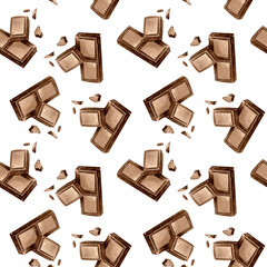 A beautiful and seamless pattern featuring chocolate bars on a white background