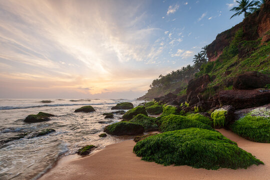 Varkala beach in the Kerala, India