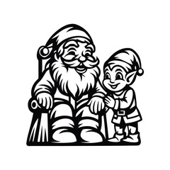 santa and elf workshop scene