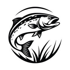 fish silhouette in an upstream jumping pose