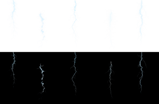 Lightning, electricity, energy, electric, spark effects in a digital style. PNG format lightning bolts, glowing energy, transparent Overlay. Powerful PNG plasma charge with impact. - Powered by Adobe