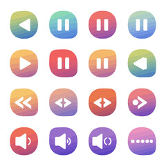 Minimalist vector illustration of various music button